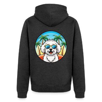 Bichon frisé race de chien dessin animé lunettes de soleil plage - Veste à capuche bio Premium Unisexe - anthracite chiné - Dos - Nico (187cm)