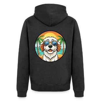 Clumber Spaniel Hunderasse Cartoon Sonnenbrille Strand - Unisex Premium Bio Zip Hoodie - Anthrazit meliert - Hinten - Nico (187cm)