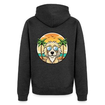 Katalanische Schäferhundrasse Cartoon Sonnenbrille Strand - Unisex Premium Bio Zip Hoodie - Anthrazit meliert - Hinten - Nico (187cm)