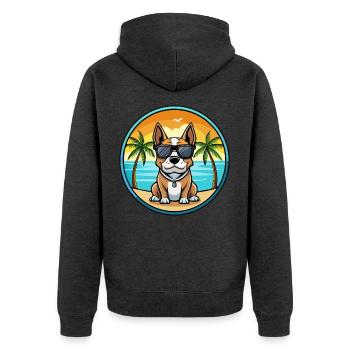 Braque Auvergne Hunderasse Cartoon Sonnenbrille Strand - Unisex Premium Bio Zip Hoodie - Anthrazit meliert - Hinten - Nico (187cm)