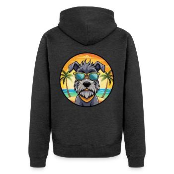 Bouvier Des Ardennes Hunderasse Cartoon Sonnenbrille - Unisex Premium Bio Zip Hoodie - Anthrazit meliert - Hinten - Nico (187cm)