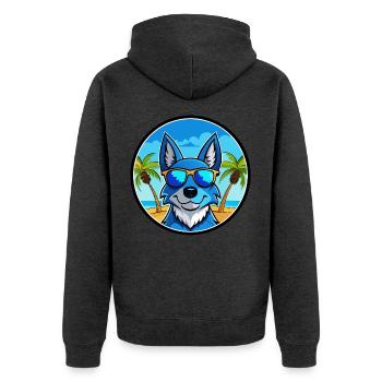 Blue Heeler Hunderasse Cartoon Sonnenbrille Strand - Unisex Premium Bio Zip Hoodie - Anthrazit meliert - Hinten - Nico (187cm)