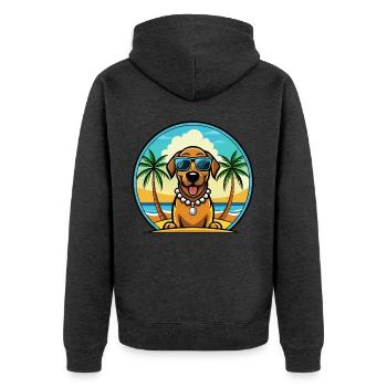 Bayerischer Berghund Hunderasse Cartoon Beach - Unisex Premium Bio Zip Hoodie - Anthrazit meliert - Hinten - Nico (187cm)