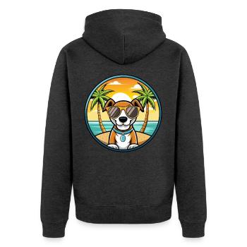 Ariege Pointer Hund Rasse Cartoon Sonnenbrille Strand - Unisex Premium Bio Zip Hoodie - Anthrazit meliert - Hinten - Nico (187cm)