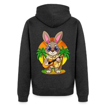 Lunettes de soleil de plage d’été de lapin drôle hawaïenne - Veste à capuche bio Premium Unisexe - anthracite chiné - Dos - Nico (187cm)