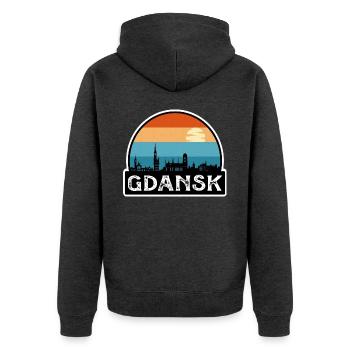 Danzig Polen Flagge Skyline Reisesouvenir - Unisex Premium Bio Zip Hoodie - Anthrazit meliert - Hinten - Nico (187cm)