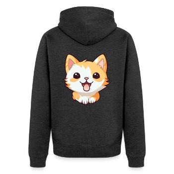 Pixie Bob Katze Cartoon Aquarell Illustration - Unisex Premium Bio Zip Hoodie - Anthrazit meliert - Hinten - Nico (187cm)