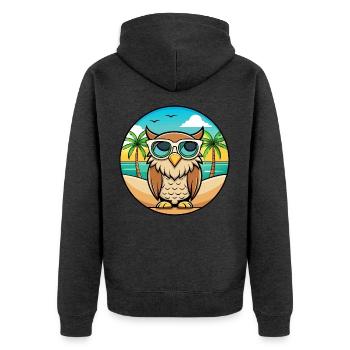 Eule Lustige Cartoon Sommer Strand Sonnenbrille Aufkleber - Unisex Premium Bio Zip Hoodie - Anthrazit meliert - Hinten - Nico (187cm)