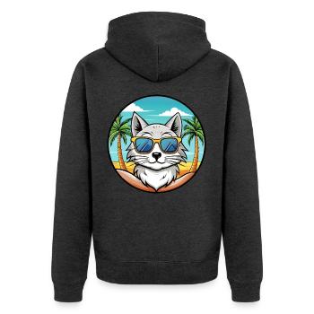 Lunettes de soleil de plage de race de chat angora turc - Veste à capuche bio Premium Unisexe - anthracite chiné - Dos - Nico (187cm)