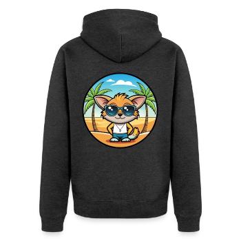Pixie Bob Katzenrasse Cartoon Sonnenbrille Strand - Unisex Premium Bio Zip Hoodie - Anthrazit meliert - Hinten - Nico (187cm)