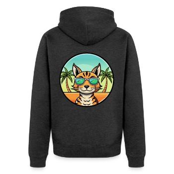 Ocicat Breed Cartoon Sonnenbrille Strand - Unisex Premium Bio Zip Hoodie - Anthrazit meliert - Hinten - Nico (187cm)