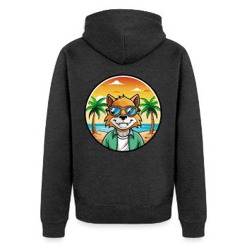 Deutsche Rex Katzenrasse Cartoon Sonnenbrille Strand - Unisex Premium Bio Zip Hoodie - Anthrazit meliert - Hinten - Nico (187cm)