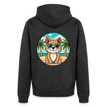 Lunettes de soleil de dessin animé de race de chat à poil long allemand plage - Veste à capuche bio Premium Unisexe - anthracite chiné - Dos - Nico (187cm)