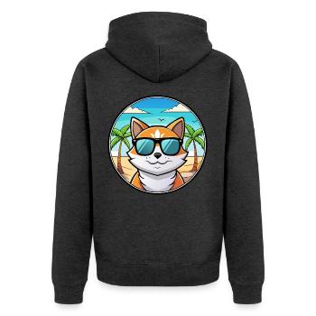 Lunettes de soleil de dessin animé de race de chat calicot dilué plage - Veste à capuche bio Premium Unisexe - anthracite chiné - Dos - Nico (187cm)