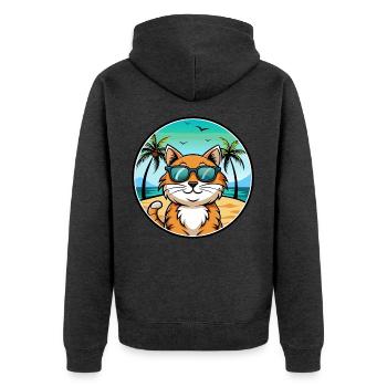 California Spangled Cat Breed Cartoon Sunglasses - Unisex Premium Organic Zip Hoodie - heather anthracite - Back - Nico (187cm)