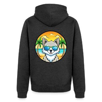Lunettes de soleil de plage de race de chat angora turc - Veste à capuche bio Premium Unisexe - anthracite chiné - Dos - Nico (187cm)