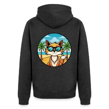 Somali Katzenrasse Cartoon Sonnenbrille Strand - Unisex Premium Bio Zip Hoodie - Anthrazit meliert - Hinten - Nico (187cm)