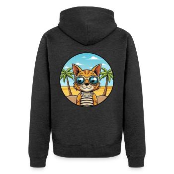 Ocicat Breed Cartoon Sonnenbrille Strand - Unisex Premium Bio Zip Hoodie - Anthrazit meliert - Hinten - Nico (187cm)