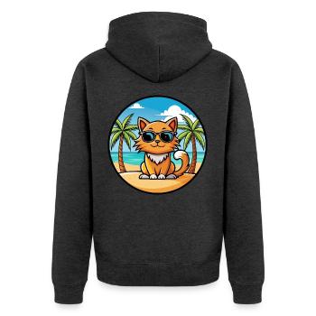 Ingwer Langhaar Katze Rasse Cartoon Sonnenbrille Strand - Unisex Premium Bio Zip Hoodie - Anthrazit meliert - Hinten - Nico (187cm)