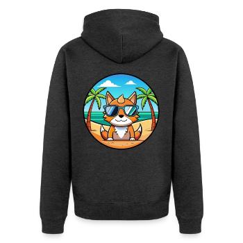 Deutsche Rex Katzenrasse Cartoon Sonnenbrille Strand - Unisex Premium Bio Zip Hoodie - Anthrazit meliert - Hinten - Nico (187cm)