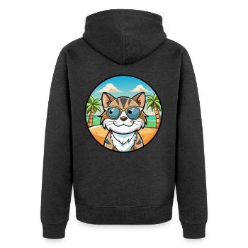 Lunettes de soleil de dessin animé de race de chat calicot dilué plage - Veste à capuche bio Premium Unisexe - anthracite chiné - Dos - Nico (187cm)