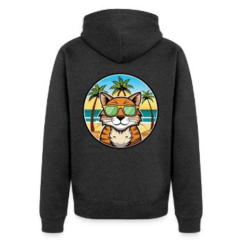 California Spangled Cat Breed Cartoon Sunglasses - Unisex Premium Organic Zip Hoodie - heather anthracite - Back - Nico (187cm)