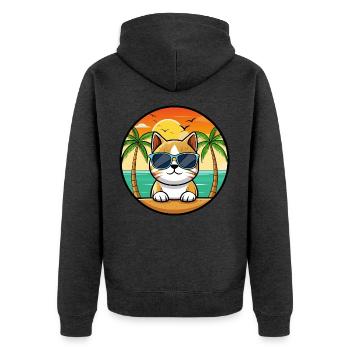 Burmesische Katzenrasse Cartoon Sonnenbrille Strand - Unisex Premium Bio Zip Hoodie - Anthrazit meliert - Hinten - Nico (187cm)