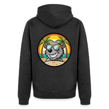 Ratte Lustige Cartoon Sommer Strand Sonnenbrille Aufkleber - Unisex Premium Bio Zip Hoodie - Anthrazit meliert - Hinten - Nico (187cm)