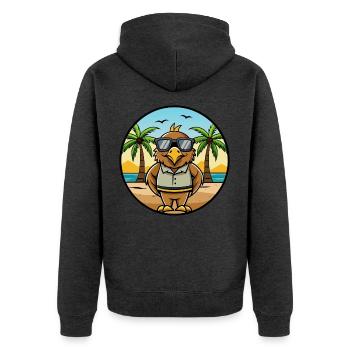 Hawk Lustige Cartoon Sommer Strand Sonnenbrille Aufkleber - Unisex Premium Bio Zip Hoodie - Anthrazit meliert - Hinten - Nico (187cm)