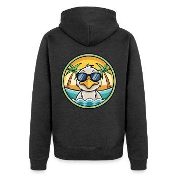 Ente Lustige Cartoon Sommer Strand Sonnenbrille Aufkleber - Unisex Premium Bio Zip Hoodie - Anthrazit meliert - Hinten - Nico (187cm)