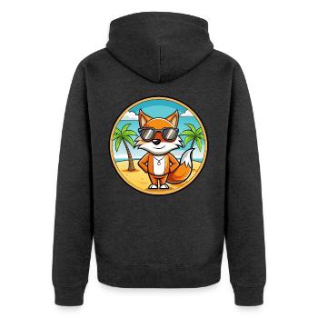 Fuchs Lustige Cartoon Sommer Strand Sonnenbrille Aufkleber - Unisex Premium Bio Zip Hoodie - Anthrazit meliert - Hinten - Nico (187cm)