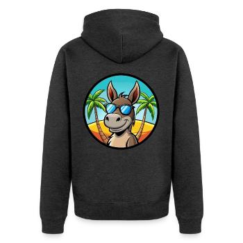 Esel Lustige Cartoon Sommer Strand Sonnenbrille Cool - Unisex Premium Bio Zip Hoodie - Anthrazit meliert - Hinten - Nico (187cm)