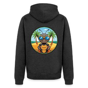 Ameise lustige Cartoon Sommer Strand Sonnenbrille Aufkleber - Unisex Premium Bio Zip Hoodie - Anthrazit meliert - Hinten - Nico (187cm)