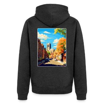 Richmond England Uk Vintage Reise Poster Souvenir - Unisex Premium Bio Zip Hoodie - Anthrazit meliert - Hinten - Nico (187cm)
