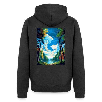 Wald Von Dean Vintage Reiseposter Souvenir WPA - Unisex Premium Bio Zip Hoodie - Anthrazit meliert - Hinten - Nico (187cm)