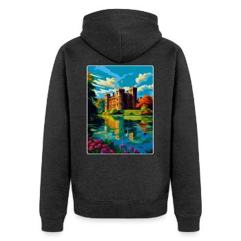 Hever Castle Angleterre Royaume-Uni Affiche de voyage Souvenir WPA - Veste à capuche bio Premium Unisexe - anthracite chiné - Dos - Nico (187cm)