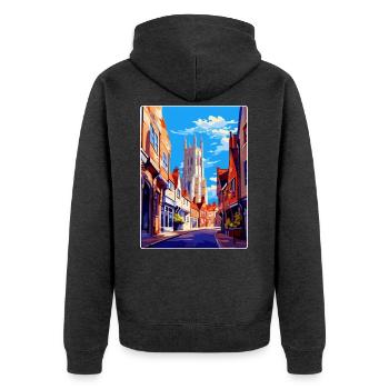 Canterbury England Uk Reiseposter Souvenir WPA - Unisex Premium Bio Zip Hoodie - Anthrazit meliert - Hinten - Nico (187cm)