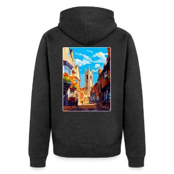 Canterbury England Uk Reiseposter Souvenir WPA - Unisex Premium Bio Zip Hoodie - Anthrazit meliert - Hinten - Nico (187cm)