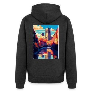 Durham England Uk Vintage Reiseposter Souvenir - Unisex Premium Bio Zip Hoodie - Anthrazit meliert - Hinten - Nico (187cm)