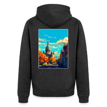 Liverpool England Uk Reise Poster Souvenir WPA - Unisex Premium Bio Zip Hoodie - Anthrazit meliert - Hinten - Nico (187cm)