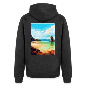 Isle Of Lewis Schottland Vereinigtes Königreich Vintage Reiseposter - Unisex Premium Bio Zip Hoodie - Anthrazit meliert - Hinten - Nico (187cm)