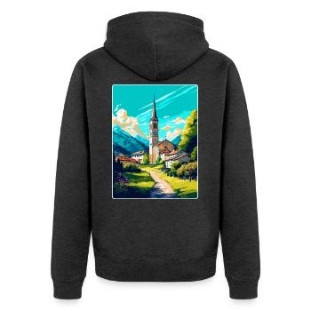 Hallein Autriche Affiche de voyage vintage souvenir WPA - Veste à capuche bio Premium Unisexe - anthracite chiné - Dos - Nico (187cm)