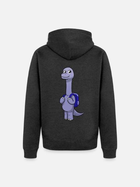 School Dino - Unisex Premium Bio Zip Hoodie - Anthrazit meliert