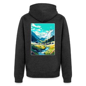 Arosa Suisse Affiche de voyage vintage souvenir - Veste à capuche bio Premium Unisexe - anthracite chiné - Dos - Nico (187cm)