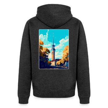 Dortmund Allemagne Poster de voyage vintage souvenir - Veste à capuche bio Premium Unisexe - anthracite chiné - Dos - Nico (187cm)
