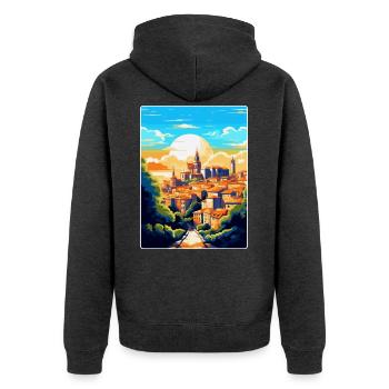 Toledo Spanien Vintage Reiseposter WPA Souvenir - Unisex Premium Bio Zip Hoodie - Anthrazit meliert - Hinten - Nico (187cm)