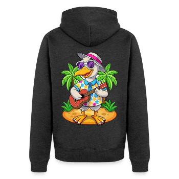 Lustige Gans Sommer Strand Sonnenbrille Hawaiianisch - Unisex Premium Bio Zip Hoodie - Anthrazit meliert - Hinten - Nico (187cm)