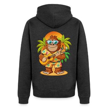 Lustige Bigfoot Cartoon Sommer Strand Sonnenbrille - Unisex Premium Bio Zip Hoodie - Anthrazit meliert - Hinten - Nico (187cm)