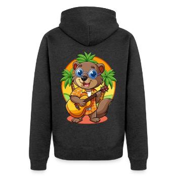 Lustige Biber Cartoon Sommer Strand Sonnenbrille - Unisex Premium Bio Zip Hoodie - Anthrazit meliert - Hinten - Nico (187cm)