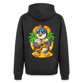 Lustige Pinguin Cartoon Sommer Strand Sonnenbrille - Unisex Premium Bio Zip Hoodie - Anthrazit meliert - Hinten - Nico (187cm)